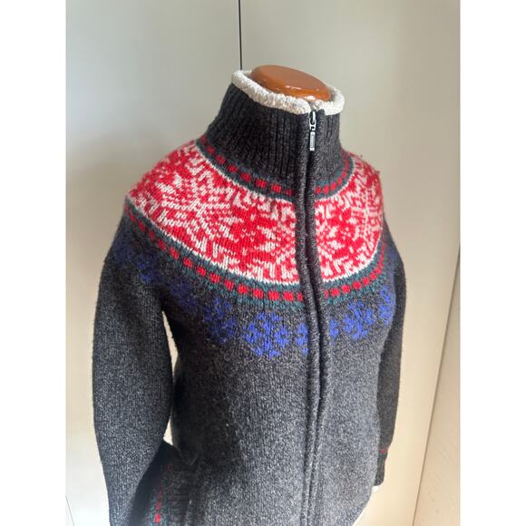 Vintage 90s LL Bean Wool Sherap Zipper Jacket Knit Nordic Size Med Winter Fall - Picture 9 of 10